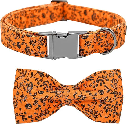Halloween Dog Collar, Pet Collar Dog Bow Pumpkin Dogs Collar Girl Boy Holiday by BoboRainbow