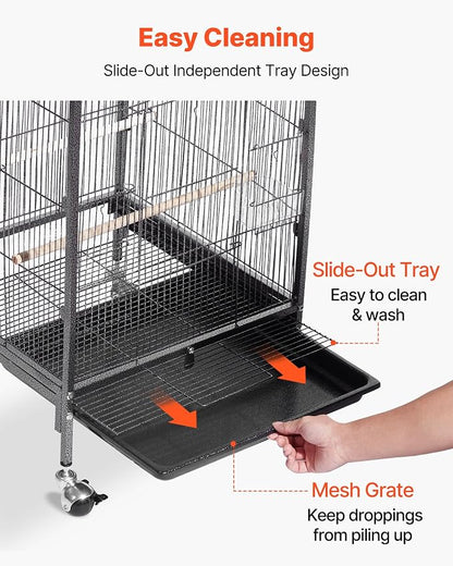 VEVOR Bird Cage, Open Flat Top, Wrought Iron Bird Flight Cage - Image 6
