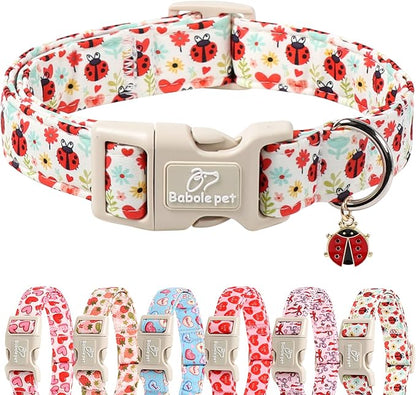 Ladybug Dog Collar for Medium Dogs by Babolepet