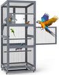 Coziwow 68" H Large Wood Bird Cage on Wheels, Outdoor Bird Aviary Indoor Wooden by COZIWOW