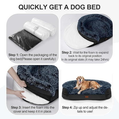 Black Orthopedic Dog Beds for Extra Large Dogs, Removable Washable Cover - Image 7
