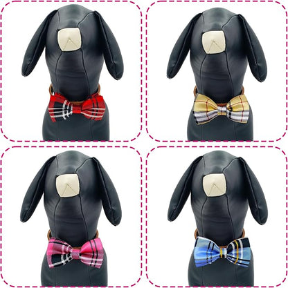 PET SHOW 8pcs Plaid Small Dogs Collar Bow Ties Puppies Cats Collar Charms - Image 4