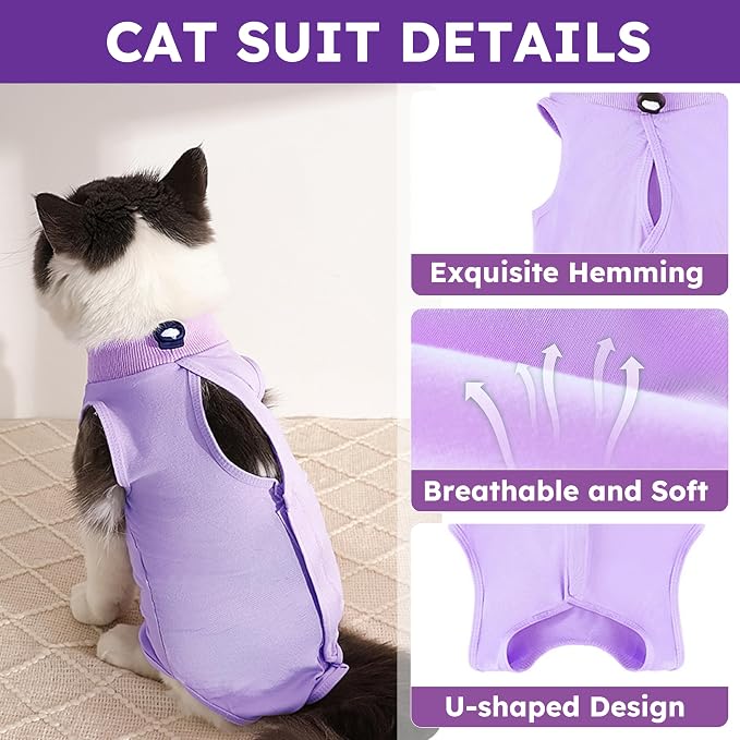Cat Recovery Suit for Abdominal Wounds or Skin Diseases, Kitten Onesie for Cats - Image 6