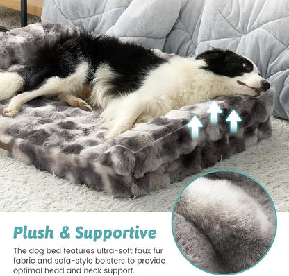 Faux Fur Orthopedic Dog Bed, Extra Large Dog Bed, Supportive Foam Pet Sofa - Image 4