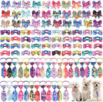 Reginary 100 Pieces Dog Bow Tie Collar Set Include 40 Dog Neckties, and 30 by Reginary
