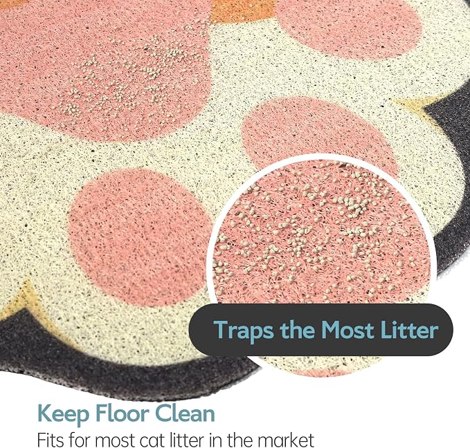 Cute Cat Litter Mat 24”x19”, Litter Box Mat, Litter Trapping Mat, Soft on Kitty - Image 2