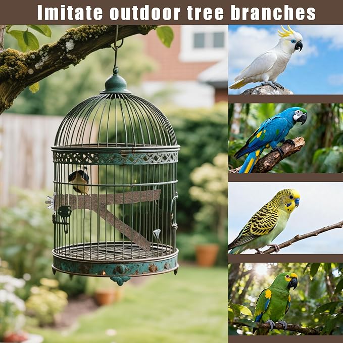 8 PCS Bird Perch Set, Natural Birch Wood Straight & Forked Perches - Image 9