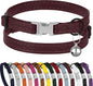 Leather Cat Collar with Buckle and Removable Bell by BUDKAS