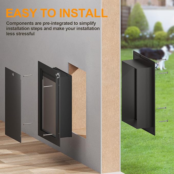 Cat Door for Wall, All Aluminum Doggy Doggie Pet Door Small Dog Door, - Image 8