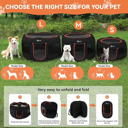 Black Dog Cat Playpen, Puppy Pet Playpen Indoor - Image 2