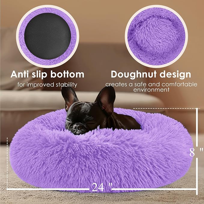 Dogs Bed for Small Dogs, Anti-Anxiety Washable Round Bed - Image 3