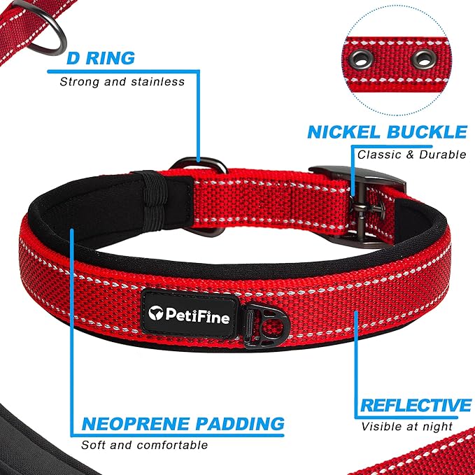 PetiFine Dog Collar with Metal Buckle, Heavy Duty Dog Collar with Soft Neoprene - Image 3