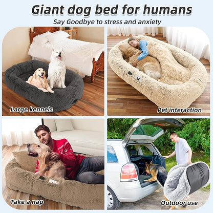 Human Dog Bed, Washable Faux Fur Pet Bed - Image 6