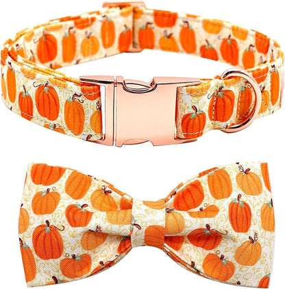 Dog Collar - Halloween Pumpkin Bowtie Pet Collar Gift Soft Bow Collar Pet by BoboRainbow