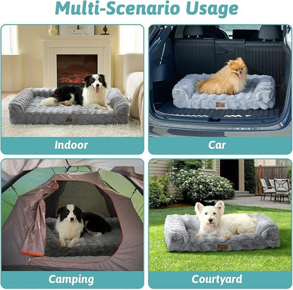 Faux Fur Orthopedic Dog Bed, Super Soft Large Dog Bed, Supportive Foam Bolster - Image 7