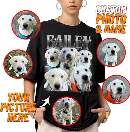 IZI POD Custom Dog Shirt for Women, Personalized Pet Face Photo Shirt, Bootleg - Image 2