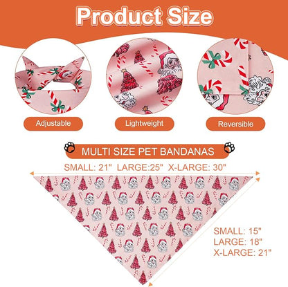 Cute Christmas Dog Bandanas Small 2PCS, 4 Pattern Holiday Scarf - Image 3