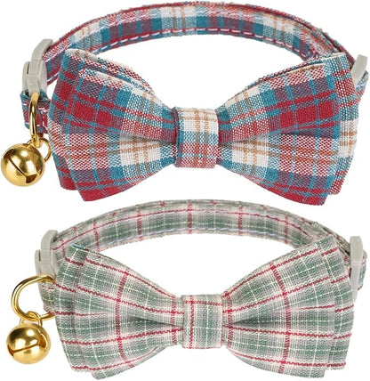 2 Pack Soft Cotton Cat Collars by Ewinoom