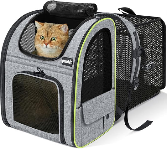 Pecute Cat Backpack Carrier Expandable, Foldable Pet Backpack by pecute