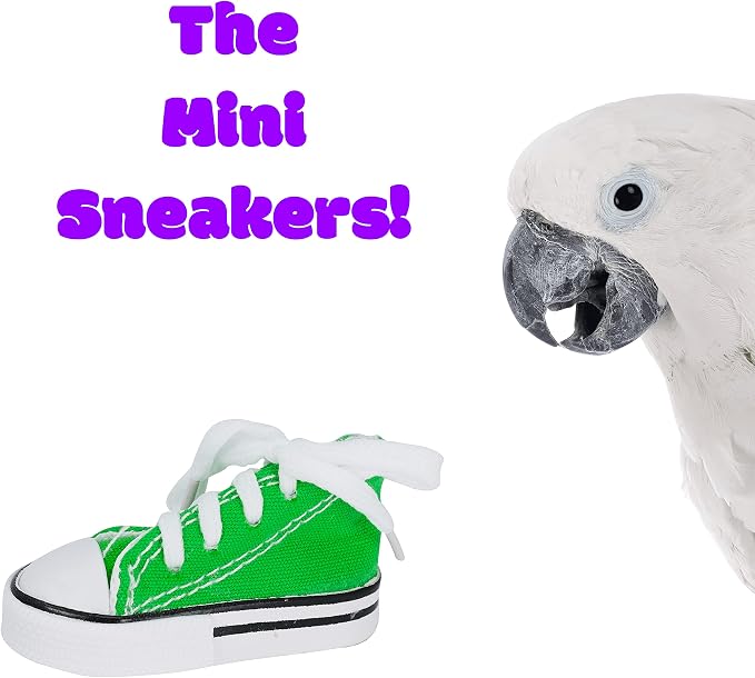 Bonka Bird Toys Pk12 Mini Sneakers 3" Long by 1.50" High by 1.25" Wide Parrot - Image 7