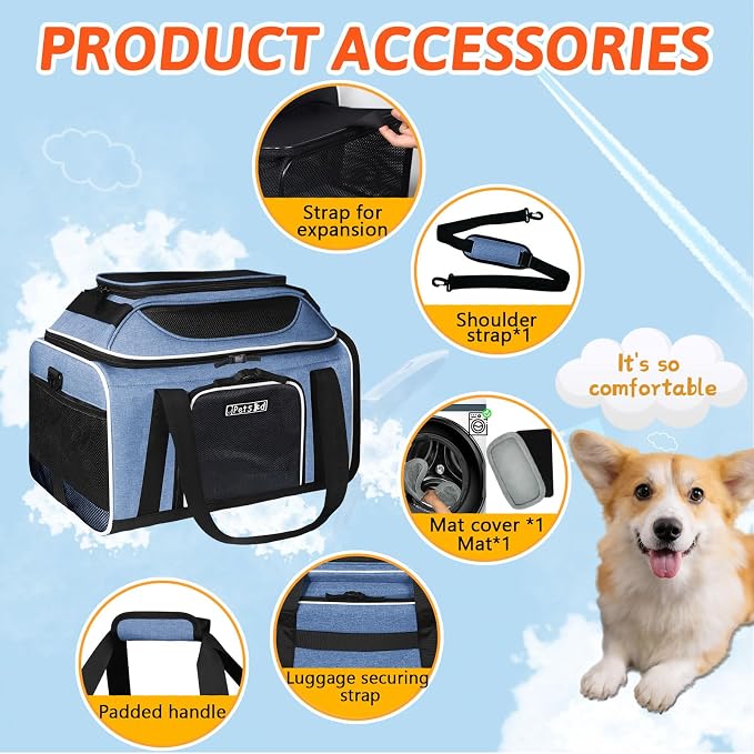 Petskd Top and Side Expandable Pet Carrier 17x11x9.5 Inches Alaska Airline - Image 7