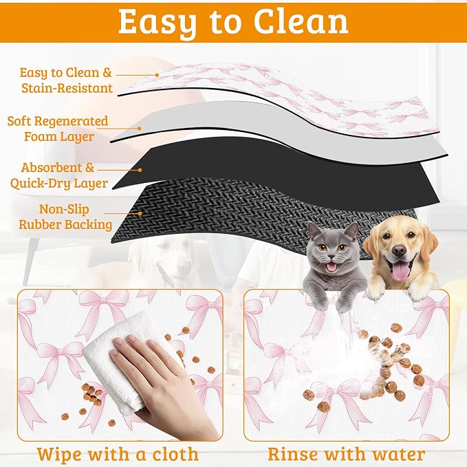 Pet Feeding Mat, Non-Slip Water Bowl Placemat, Pet Supplies 16" x 24" - Image 5