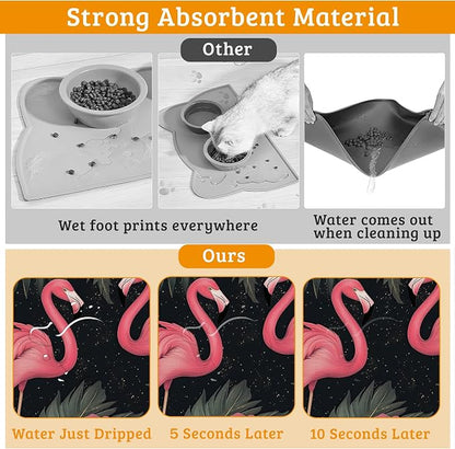 Pet Feeding Mat, Non-Slip Water Bowl Placemat, Pet Supplies 12" x 20" - Image 3