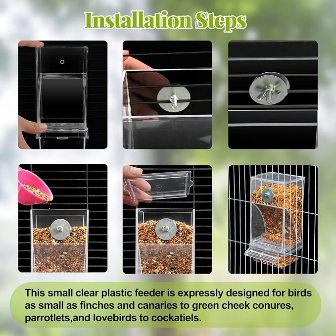 Rypet No Mess Automatic Bird Feeder Transparent Food Container Cage Acrylic - Image 7