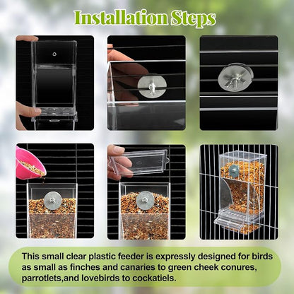 Rypet No Mess Automatic Bird Feeder Transparent Food Container Cage Acrylic - Image 7
