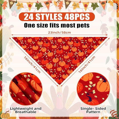 Sanwuta 48 Pcs Dog Bandanas Bulk Pet Bibs Colorful Scarf Pet Bandanas - Image 2