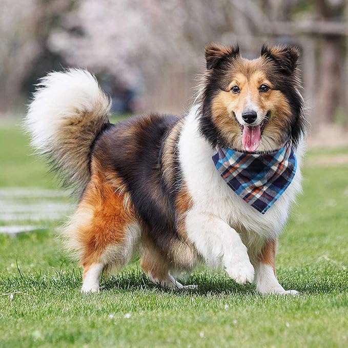 8 Pack Large Dog Bandanas, Reversible Plaid Dog Bandanas Boy Girl Painting Bibs - Image 6