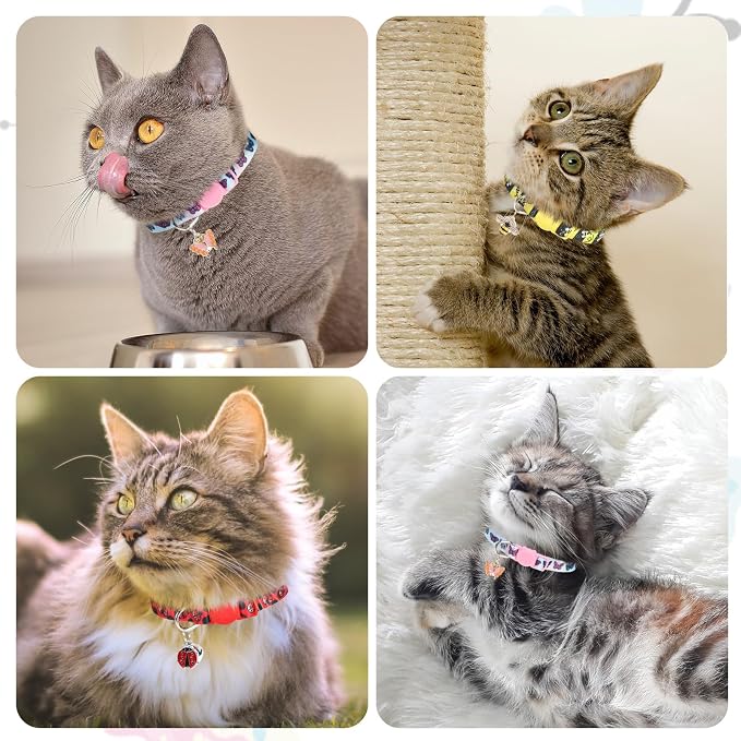 Cat Collar Breakaway with Bells, 3 Pack Spring Flower Cat Collars - Image 2