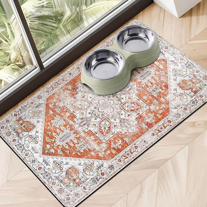 Dog Food Mats for Floors, Absorbent Quick Dry Pet Cat Food Mat, Dog Bowl Mats by Cuslnox
