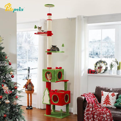 PETEPELA Floor to Ceiling Christmas Cat Tree, Tall Cat Tower - Image 7