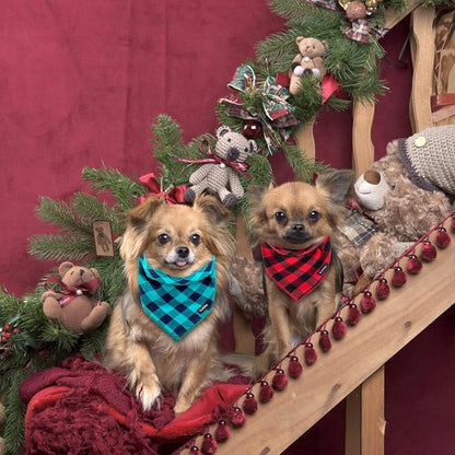 Christmas Dog Bandana XLarge-Red Black Dog Scarf Buffalo Plaid Printing - Image 5