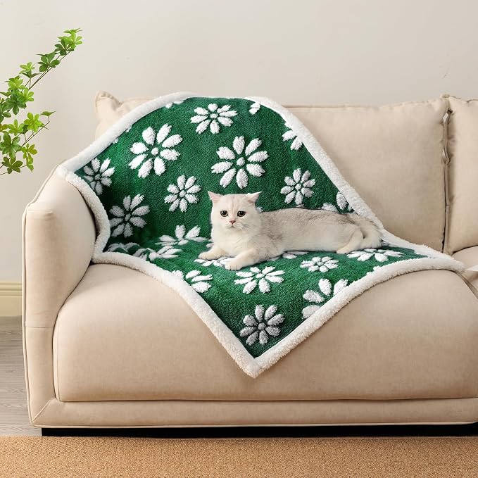 Waterproof Blanket for Dog Puppy Cat, Cute 3D Textured Flower Dog Blanket for by Yaning