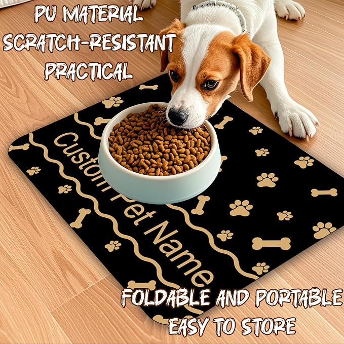 Personalized Dog Cat Food Mat Waterproof Non Slip Pet Bowl Mat Absorbent Quick - Image 5