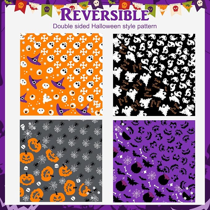 PAWCHIE Halloween Bandanas 4 Pack, Reversible Pumpkin Dog Scarf Bibs, Dog - Image 3