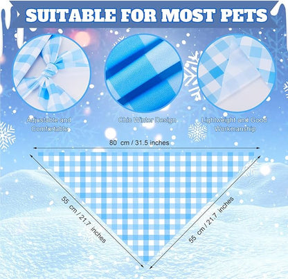 Abbylike 50 Pcs Plaid Dog Bandanas Bulk Blue Checkered Bandanas - Image 3