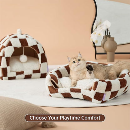 Lesure Cute Cat Beds for Indoor Cats - 2 in 1 Cat Cave Bed for Large Cats - Image 3