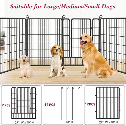 Dog Playpen, 40 inch 14 Panels Dog Pen Indoor Pet Dog Fence Outdoor - Image 7