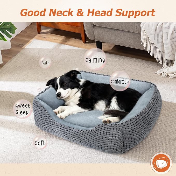 MIXJOY Dog Bed for Large Medium Small Dogs, Rectangle Washable Sleeping Puppy - Image 5