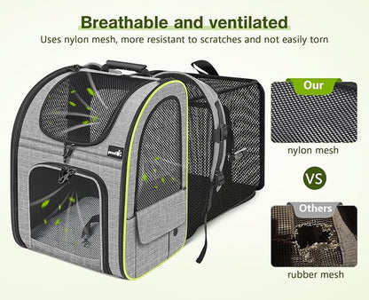Pecute Cat Backpack Carrier XL, Expandable Pet Backpack Curtain Design - Image 4