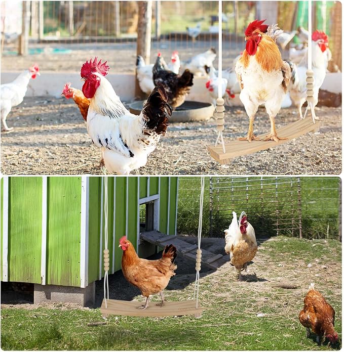 3PCS Chicken Toys for Coop Accessories, Chicken Swing, Vegetable Hanging Feeder - Image 6