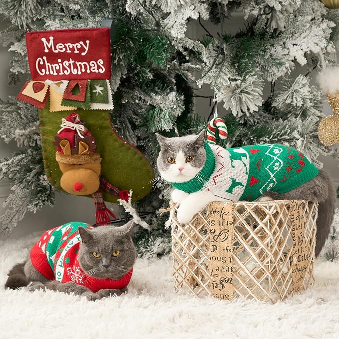 Stretchy Cat Christmas Sweater - Image 4