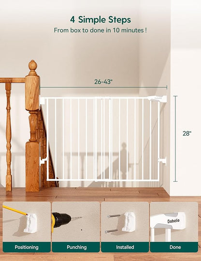 Babelio Baby Gate for Stairs, Kitchen & Doorways, No Bottom Bar| Easy - Image 7
