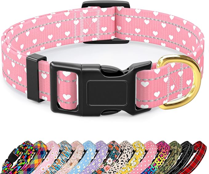 Reflective Dog Collar for Small Dogs, Cute Adjustable Heavy-Duty Nylon Puppy by TMOODEL