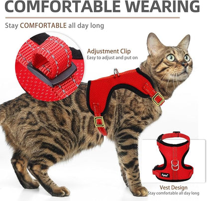 PUPTECK Cat Harness and Leash Set Escape Proof, Reflective Adjustable Soft Mesh - Image 4