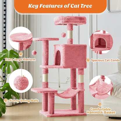 Sweetcrispy 44 Inch Cat Tree Tower, Cat Climbing Tower - Image 3