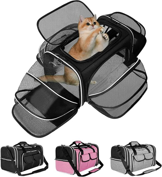 Estarer Soft Sided Pet Carrier Airline Approved, 4 Sides Expandable Collapsible by ESTARER